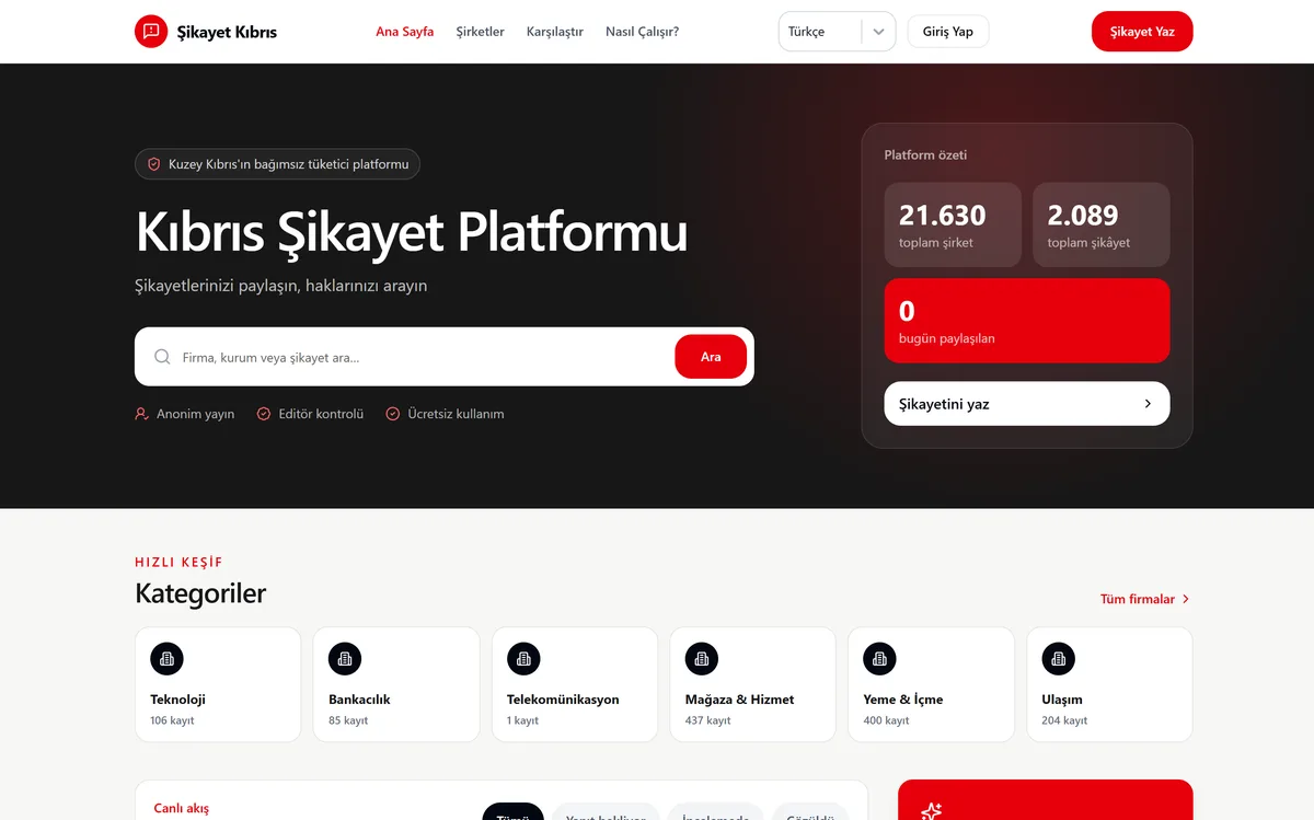 Şikayet Kıbrıs ana sayfası